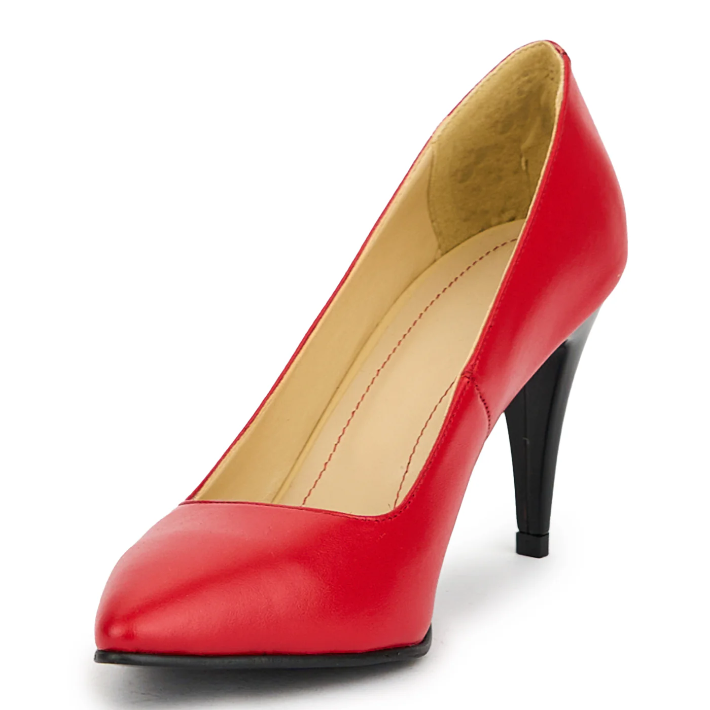 Pantofi dama din piele naturala rosie cu toc subtire 10 cm 15071 - Image 3