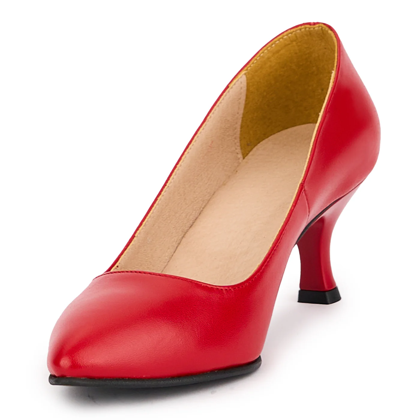 Pantofi dama din piele naturala rosie cu toc subtire 6 cm 16909 - Image 3