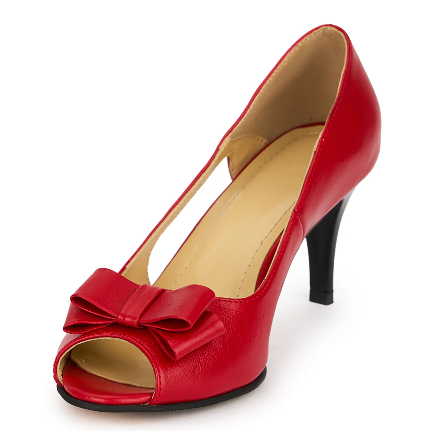 Pantofi damă din piele naturală rosie cu toc subtire 7.5 cm 19573 - Image 3