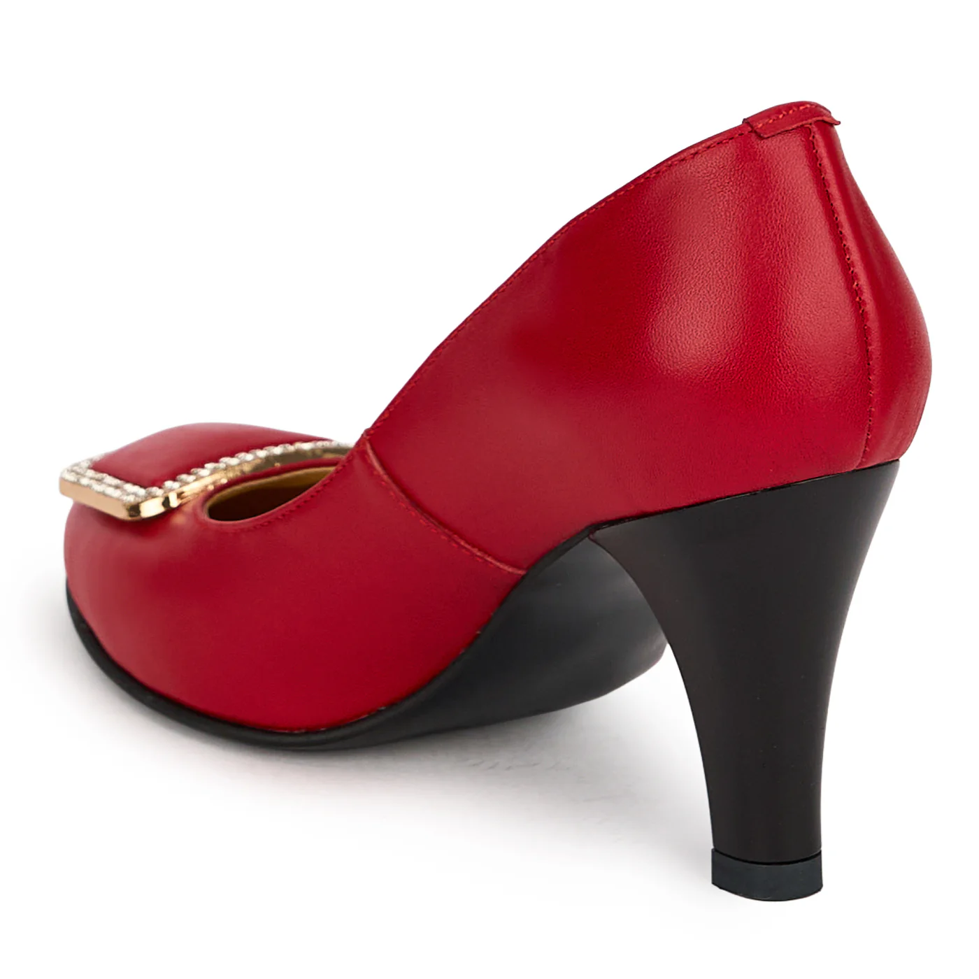 Pantofi dama din piele naturala rosie cu toc subtire 7.5 cm 19674 - Image 2