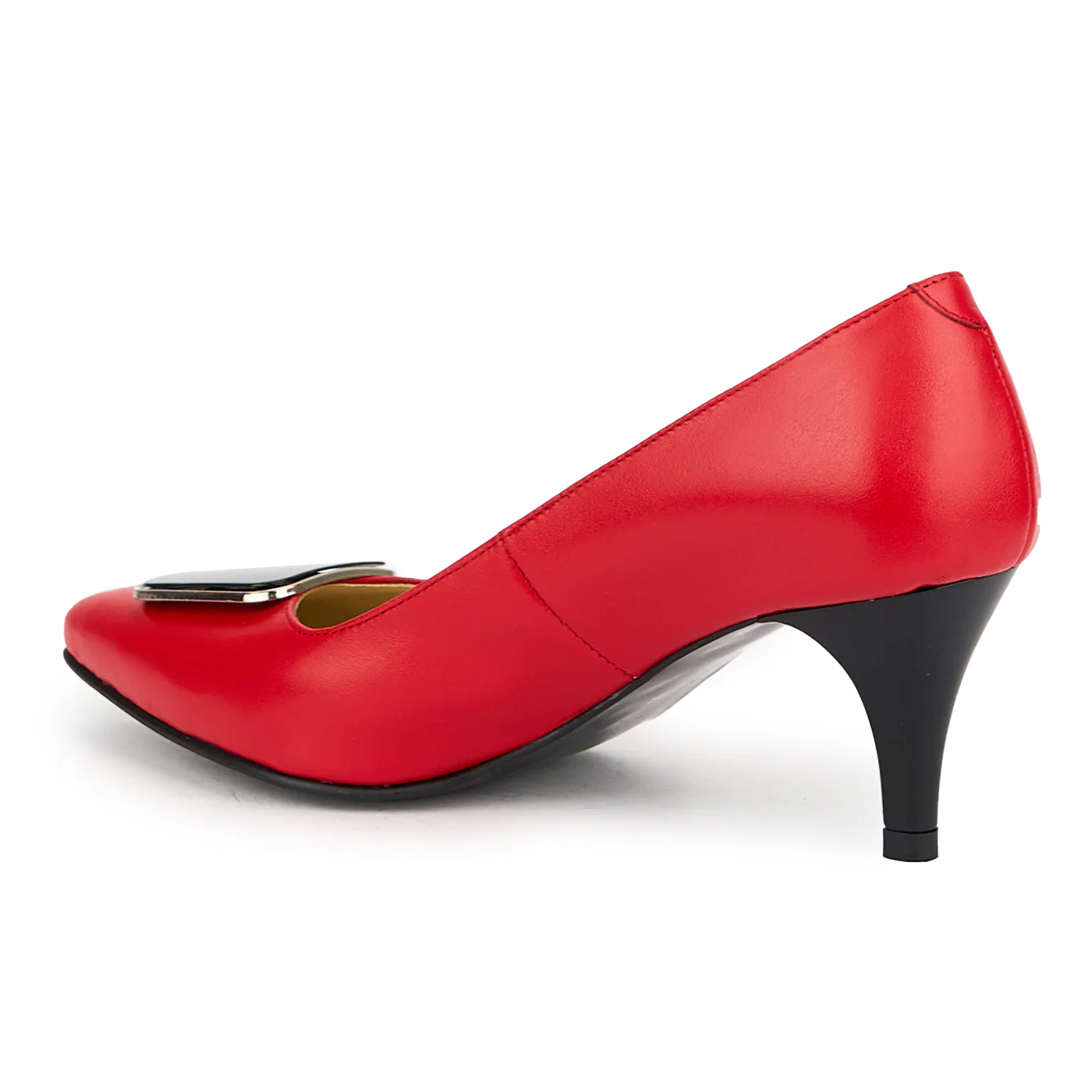 Pantofi dama din piele naturala rosie cu toc subtire 7 cm 15056 - Image 2