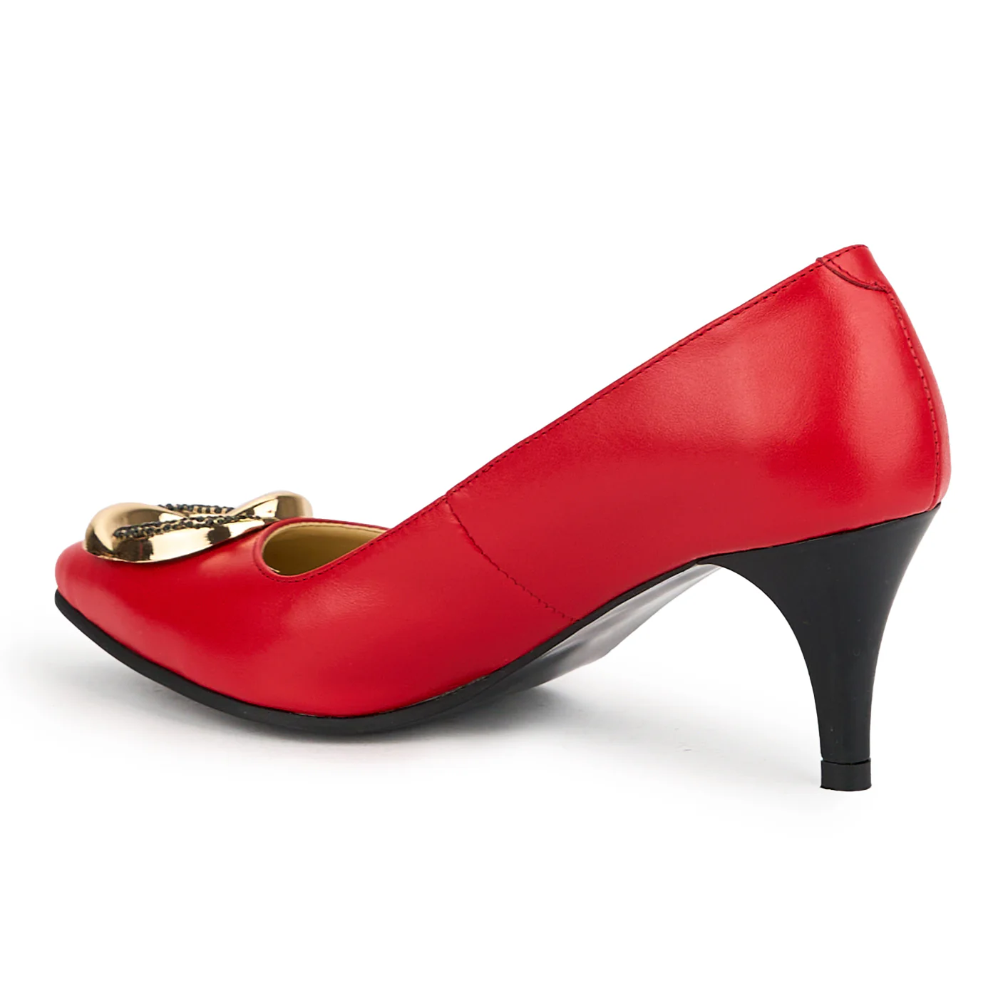 Pantofi dama din piele naturala rosie cu toc subtire 7 cm 15117 - Image 2