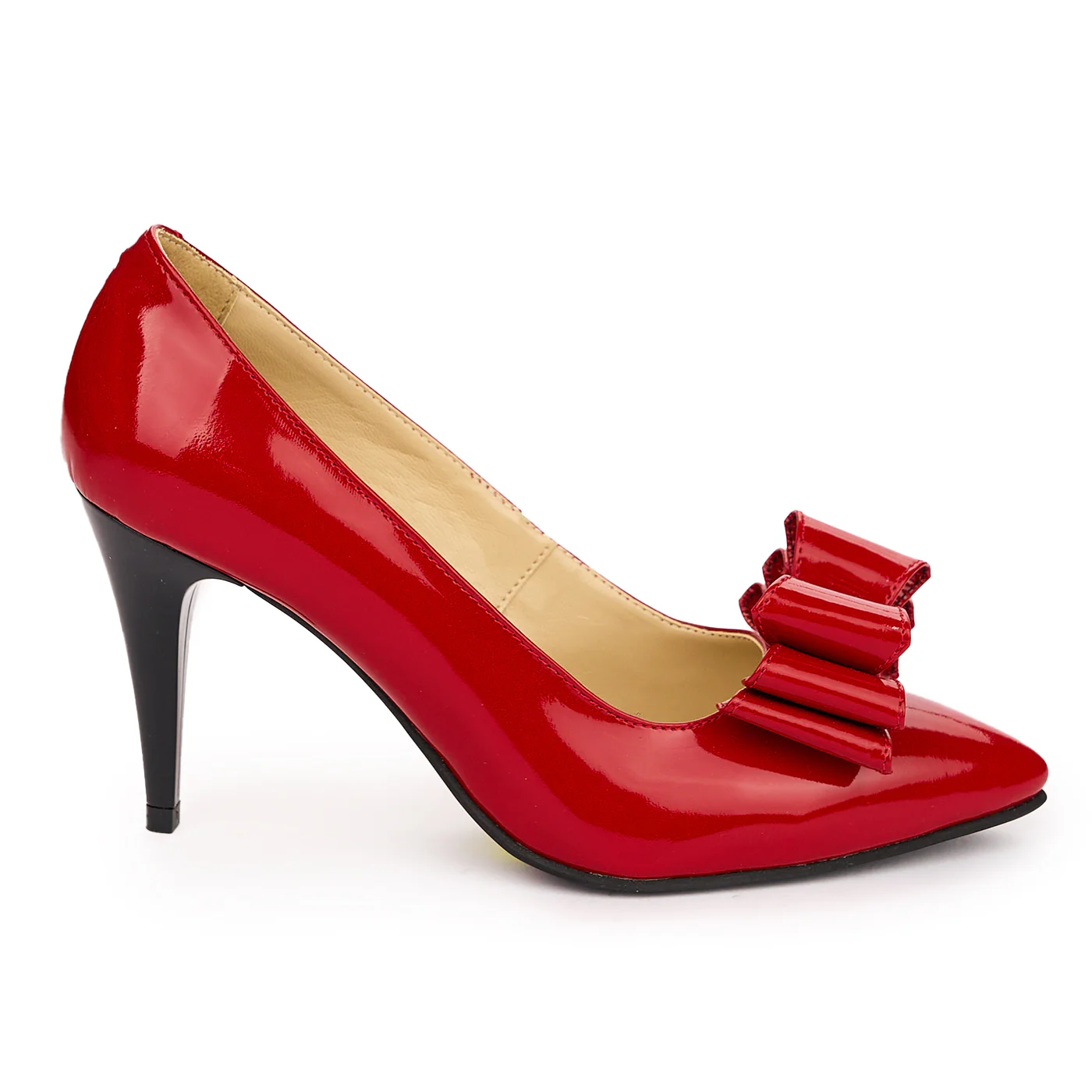 Pantofi dama din piele naturala rosie cu toc subtire 8.5 cm 13813