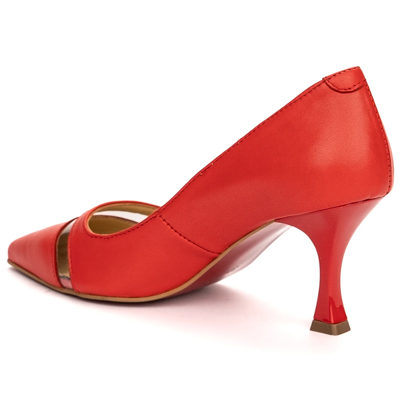 Pantofi dama din piele naturala rosie cu toc subtire 8 cm 13494 - Image 2