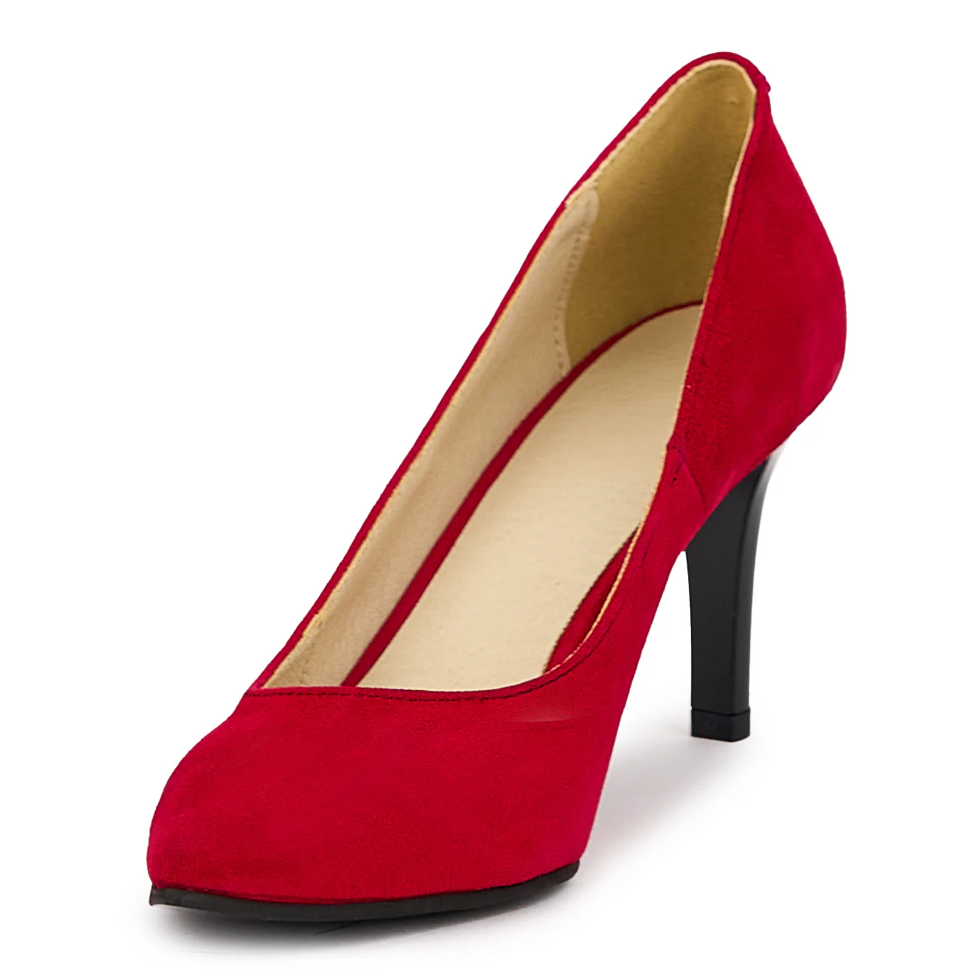 Pantofi dama din piele naturala rosie cu toc subtire 8 cm 14437 - Image 3