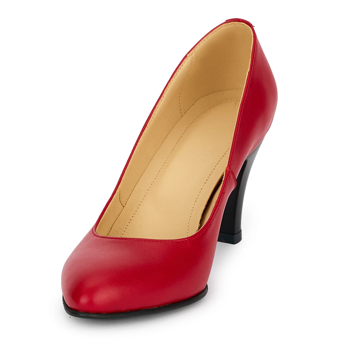 Pantofi dama din piele naturala rosie cu toc subtire 8 cm 19181 - Image 3