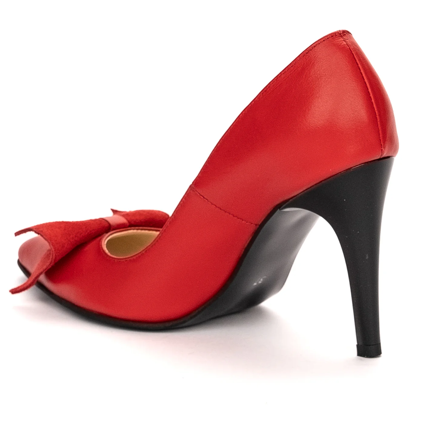 Pantofi dama din piele naturala rosie cu toc subtire 9.5cm 13412 - Image 2
