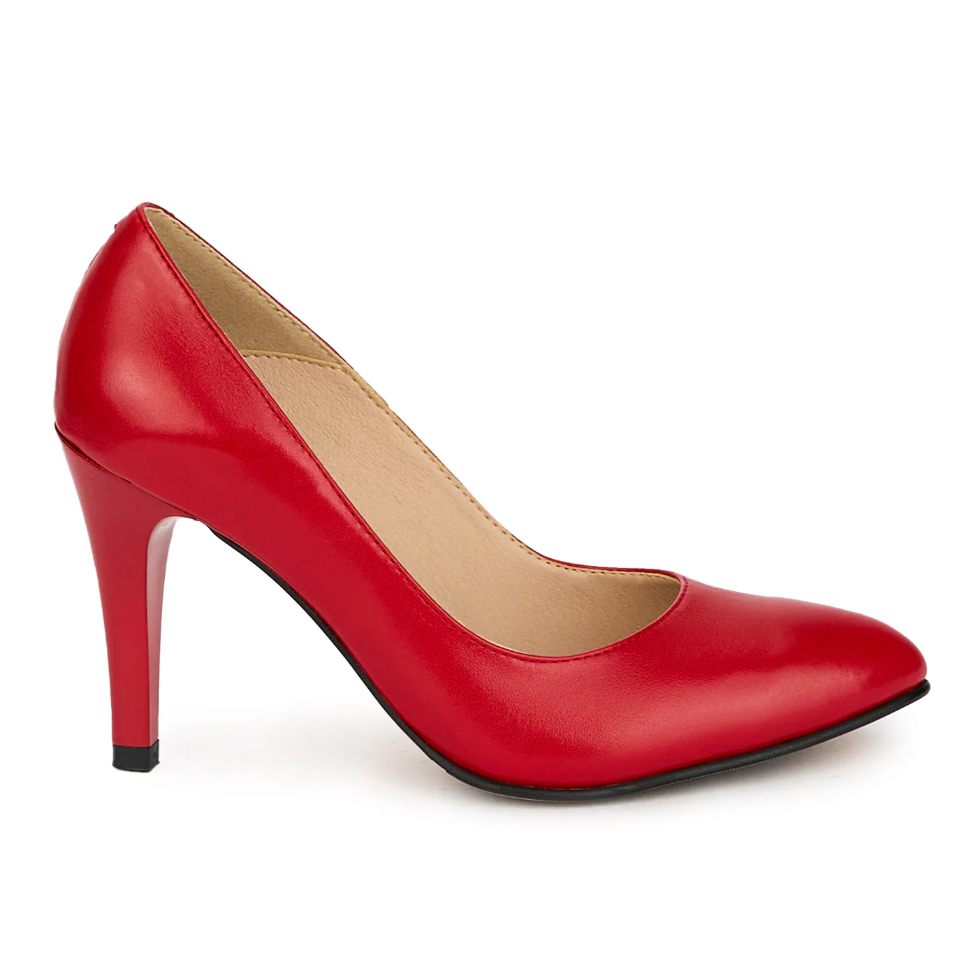 Pantofi dama din piele naturala rosie cu toc subtire 9 cm 18192