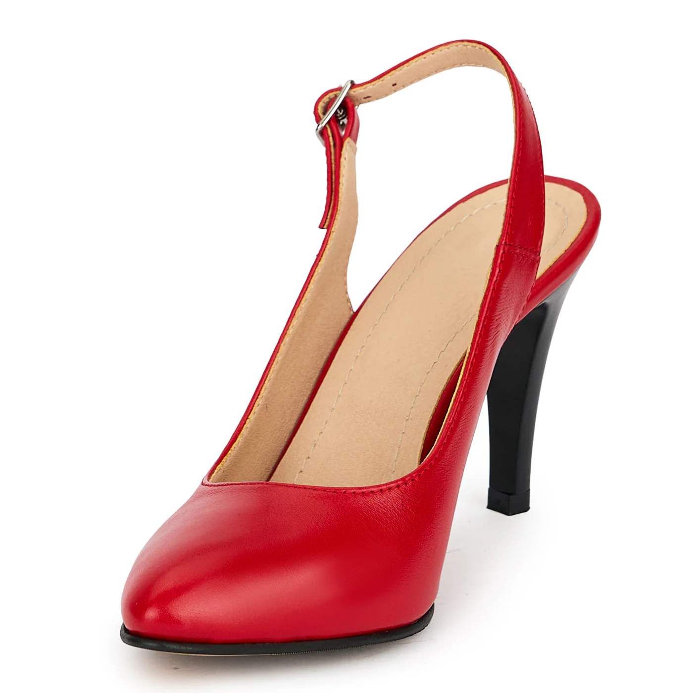 Pantofi dama din piele naturala rosie cu toc subtire 9 cm 19380 - Image 3