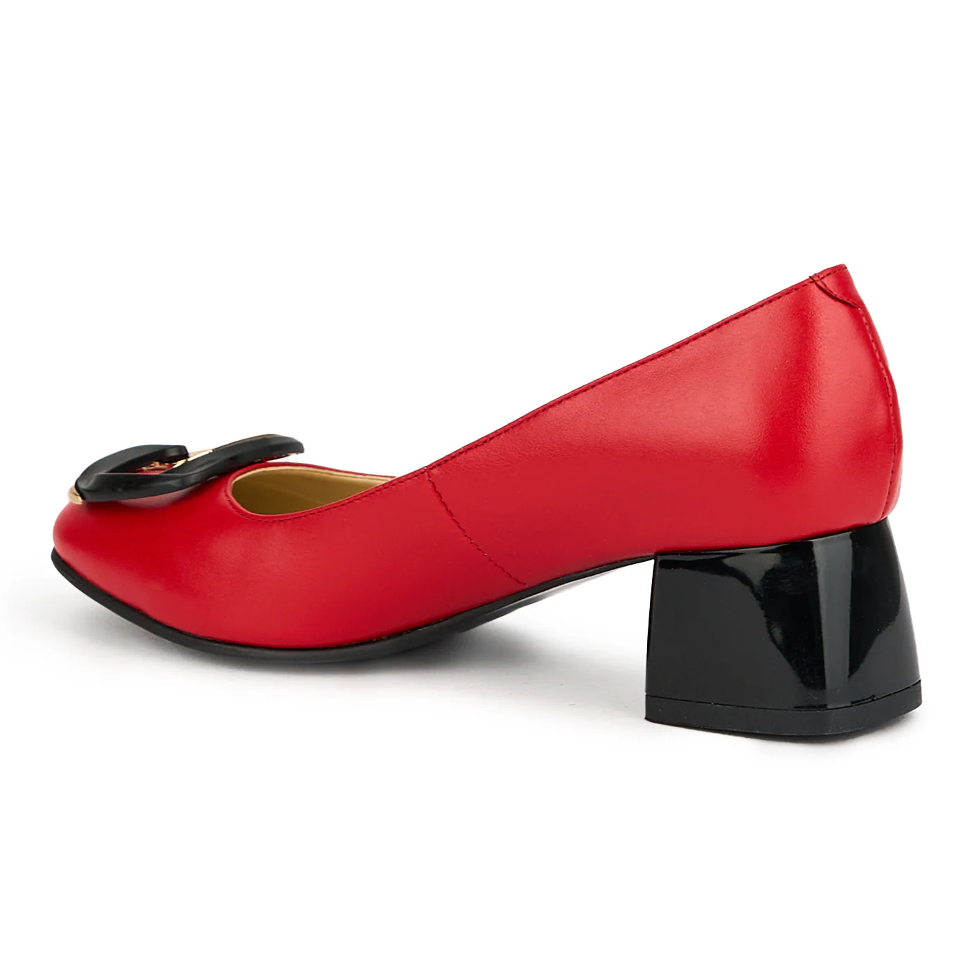 Pantofi dama din piele naturala rosie toc gros 6 cm 15098 - Image 2