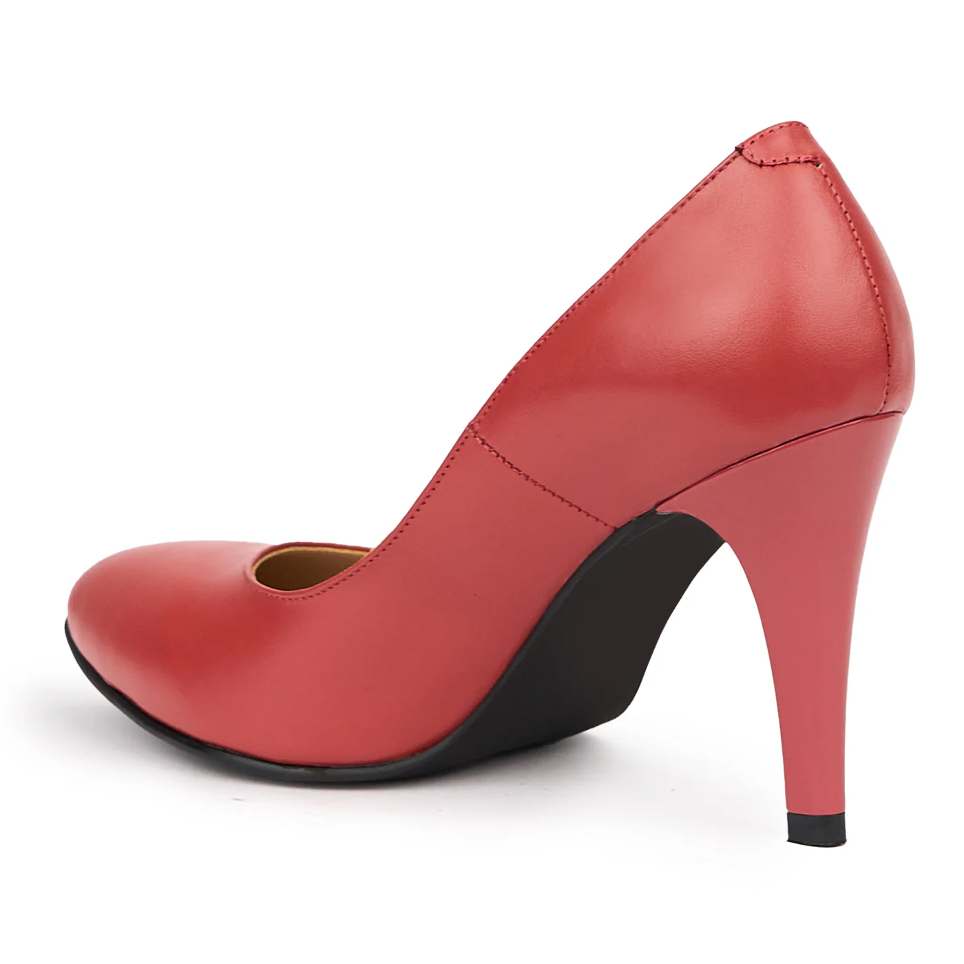 Pantofi dama din piele naturala rosu - caramiziu cu toc subtire 9.5 cm 14495 - Image 2