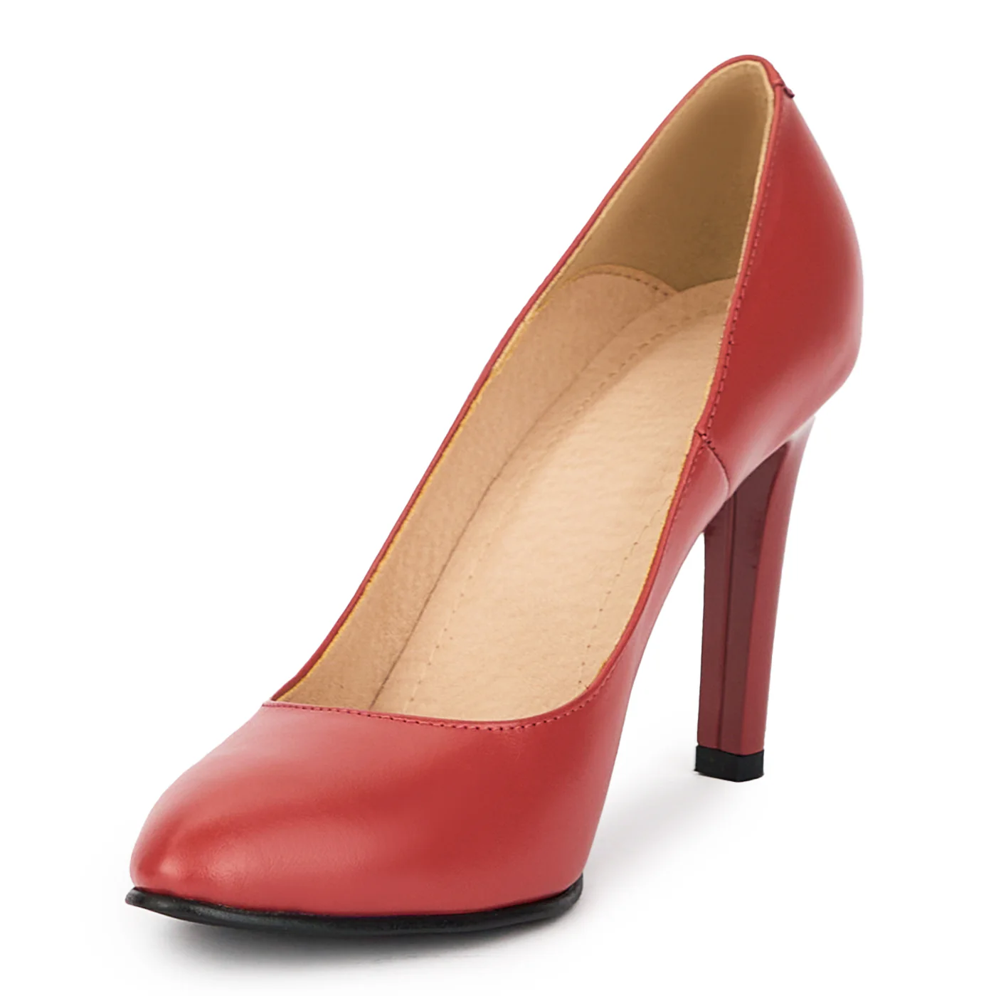 Pantofi dama din piele naturala rosu-caramiziu cu toc subtire 9.5 cm 15513 - Image 3