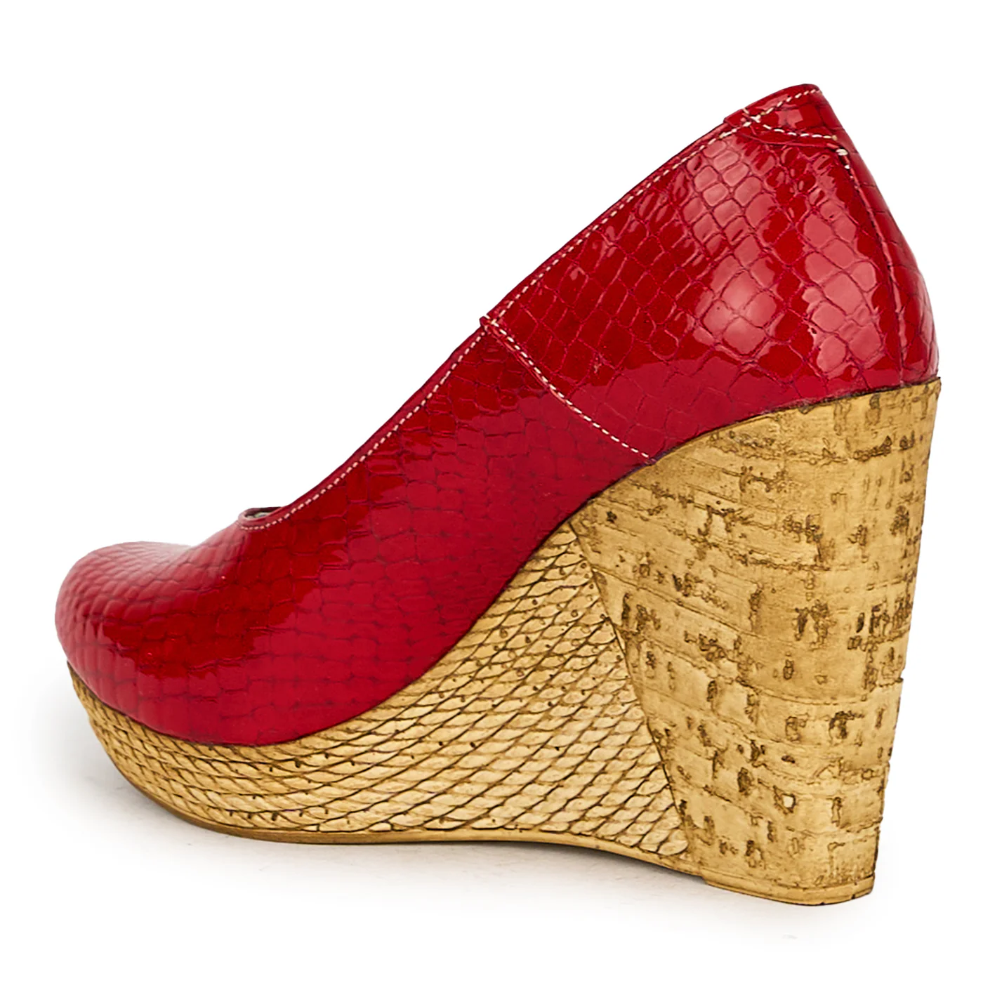Pantofi dama din piele naturala rosu cu platforma 17555 - Image 2