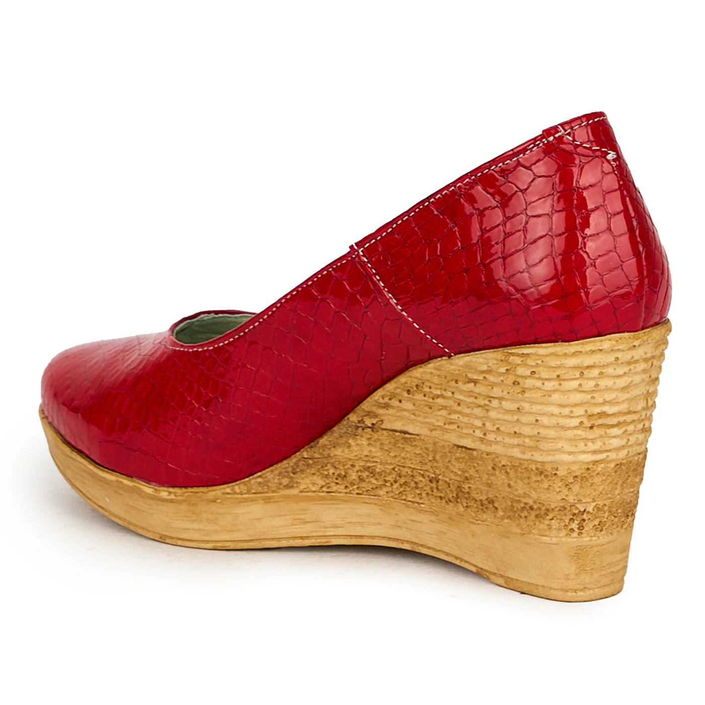 Pantofi dama din piele naturala rosu cu platforma 17556 - Image 2