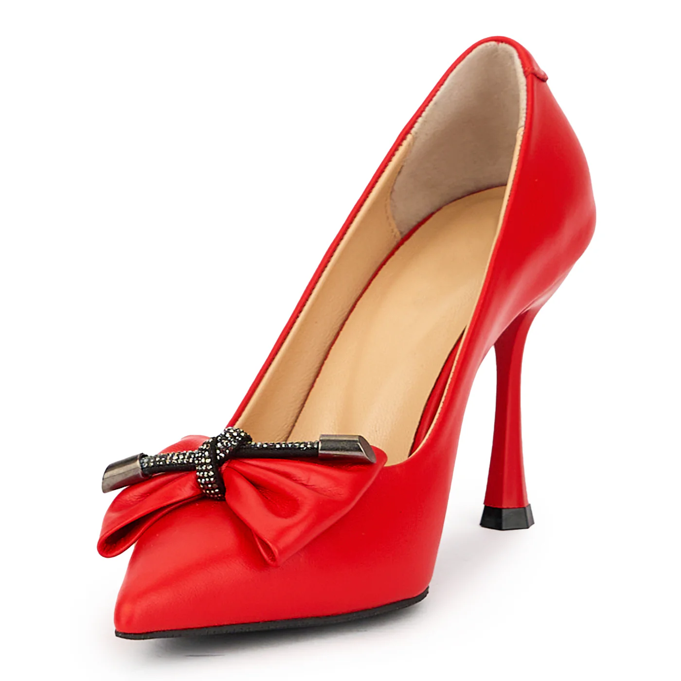 Pantofi dama din piele naturala rosu cu toc subtire 9 cm 15661 - Image 3
