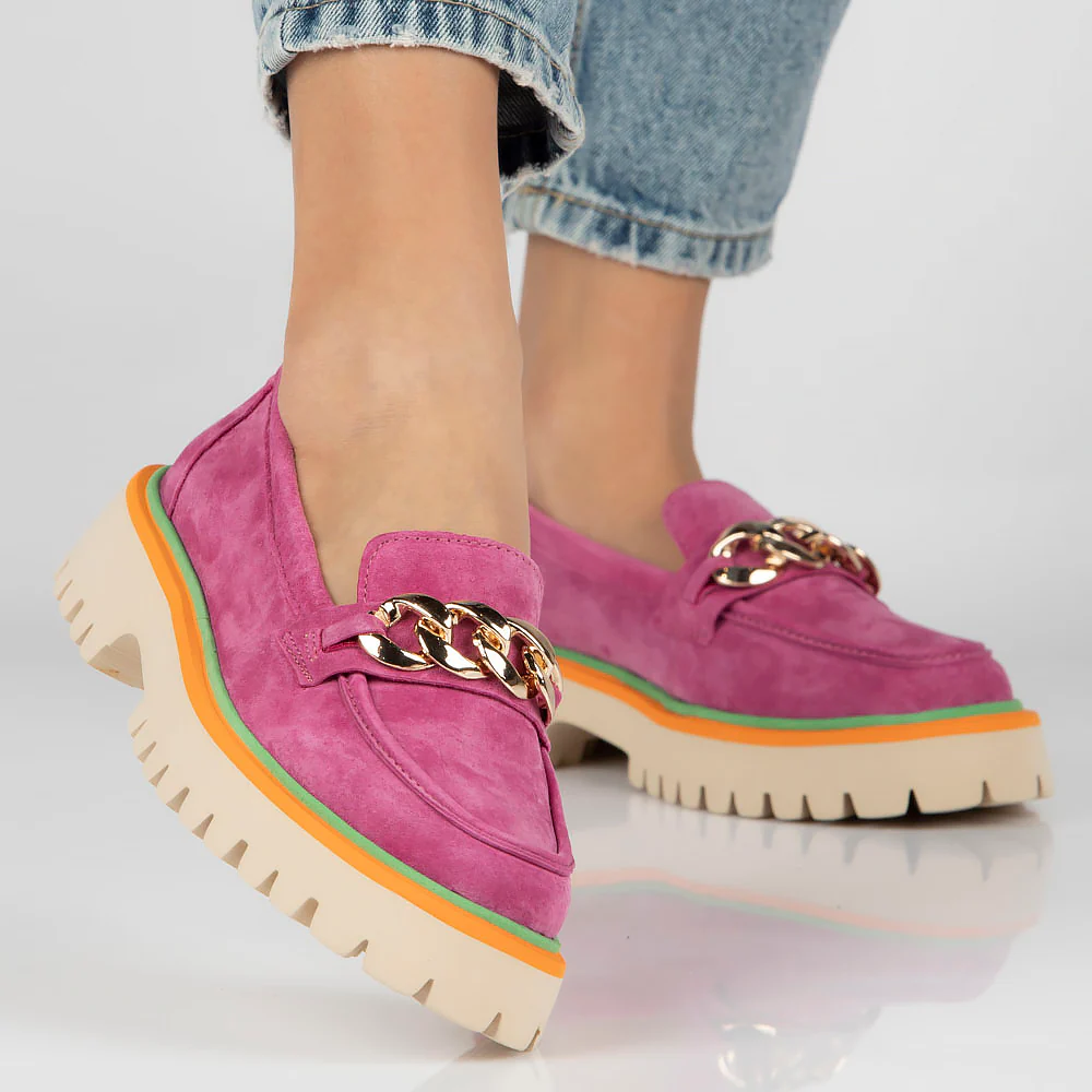 Pantofi dama din piele naturala roz 13024 - Image 6