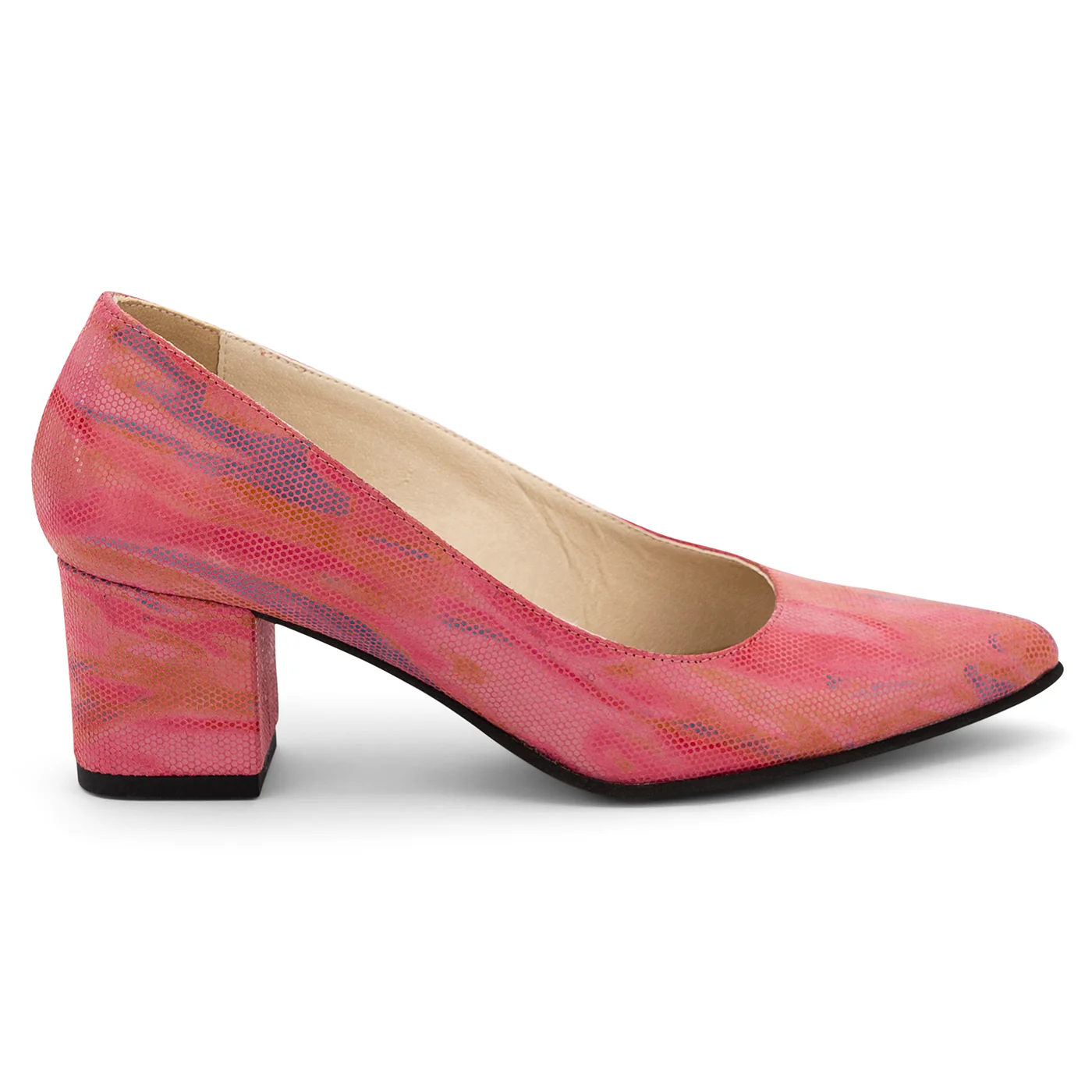 Pantofi dama din piele naturala roz 14029