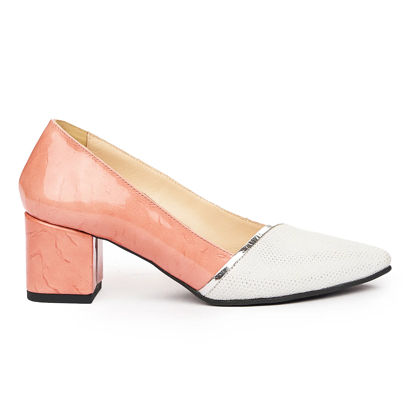 Pantofi dama din piele naturala roz 9319