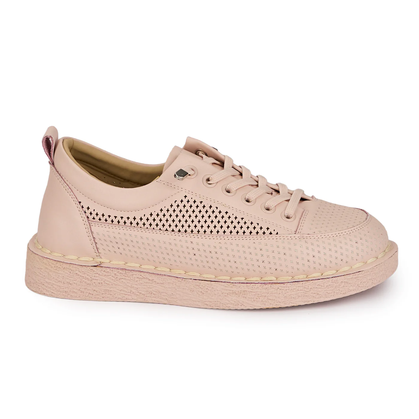 Pantofi dama din piele naturala roz cu talpa joasa 18339