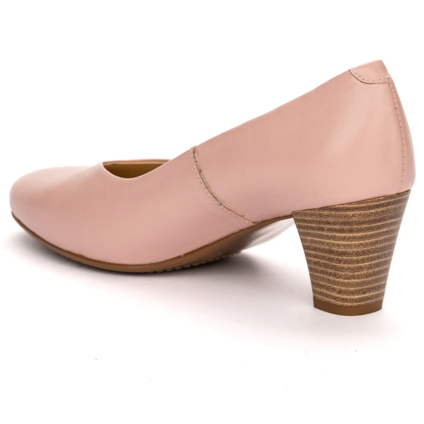 Pantofi dama din piele naturala roz cu toc gros 6.5 cm 13457 - Image 2