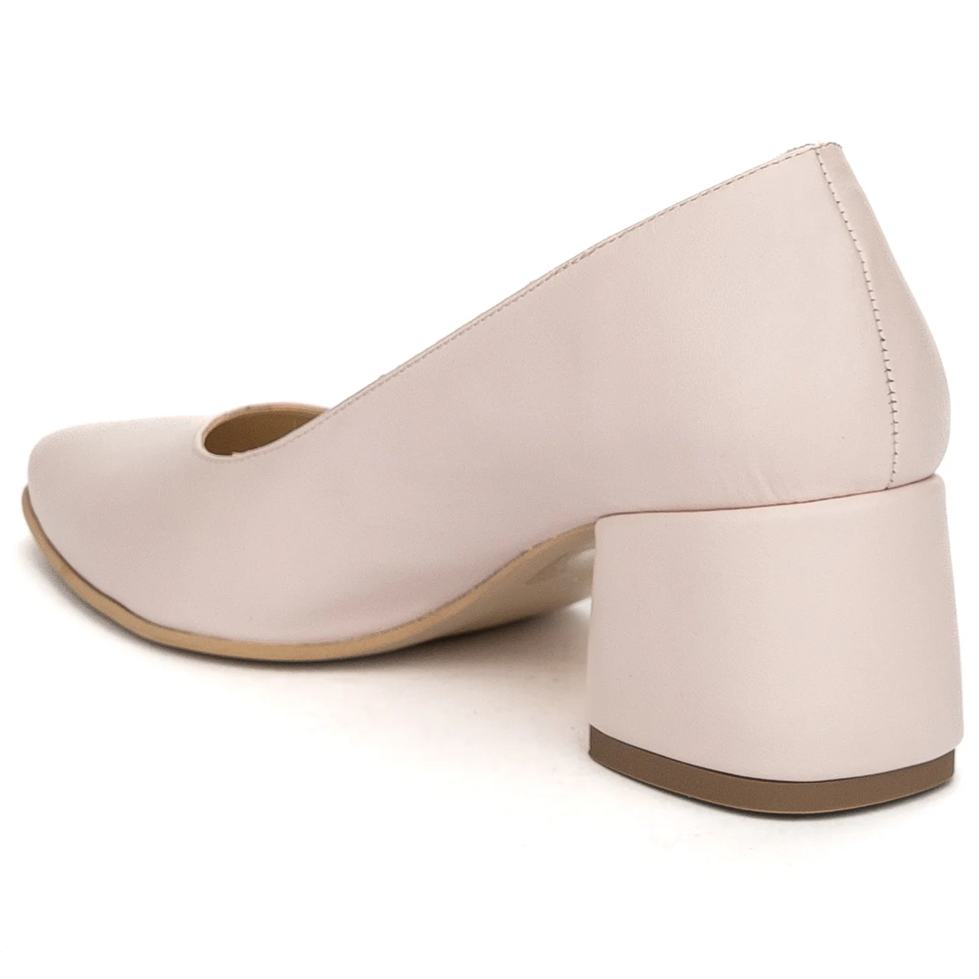 Pantofi dama din piele naturala roz cu toc gros 6 cm 13838 - Image 2