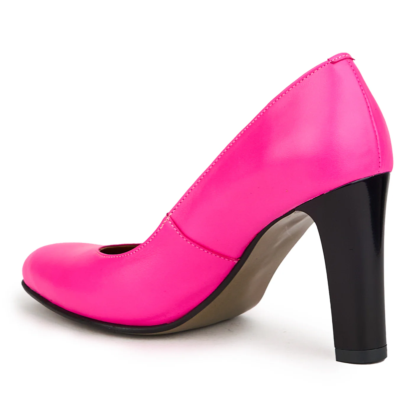 Pantofi dama din piele naturala roz cu toc gros 9 cm 14987 - Image 2