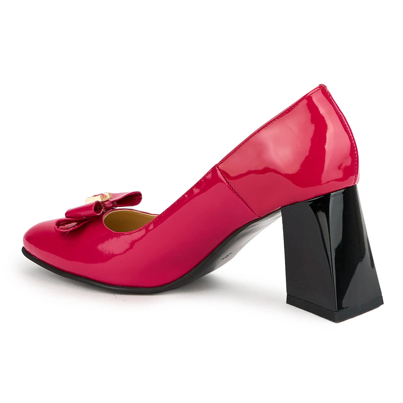 Pantofi dama din piele naturala roz-fucsia cu toc gros 8 cm 15088 - Image 2