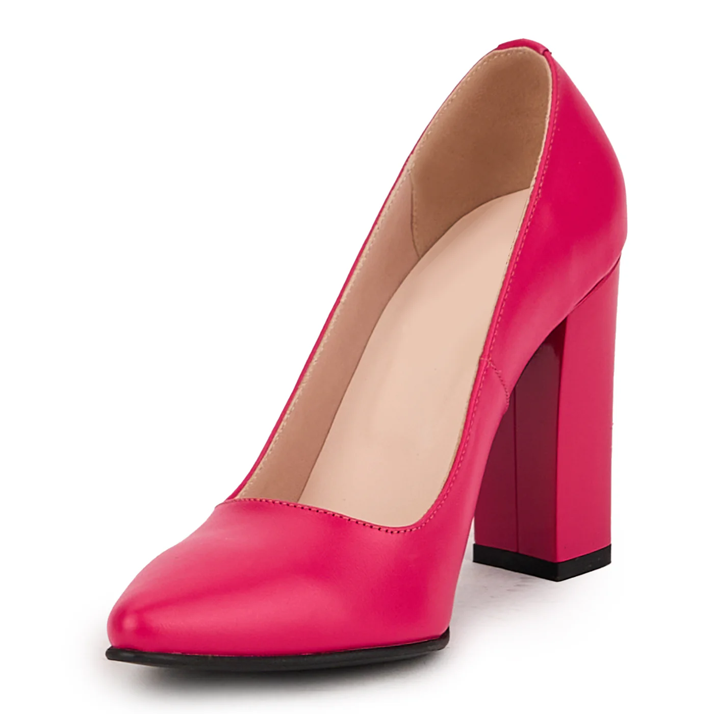 Pantofi dama din piele naturala roz-fucsia cu toc gros 9.5 cm 16746 - Image 3