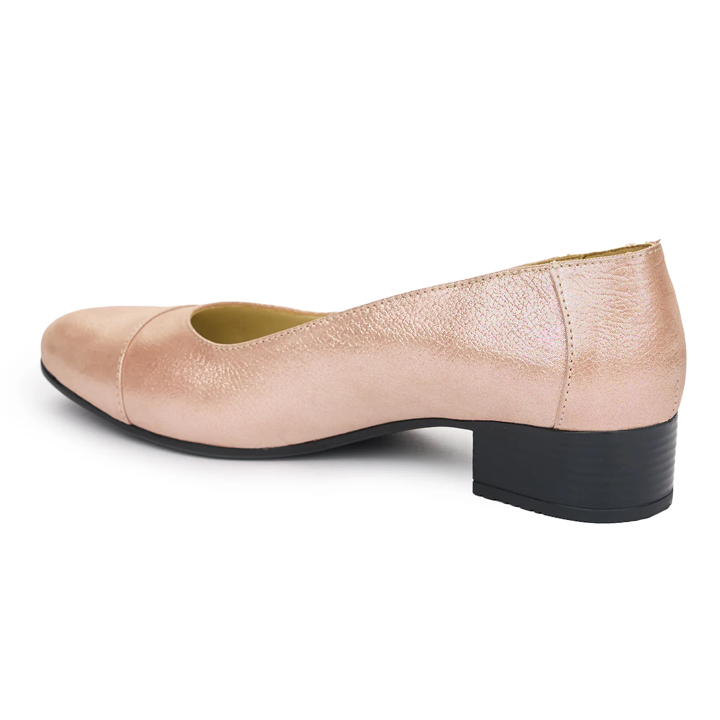 Pantofi dama din piele naturala roz sidef cu toc de 3cm 13093 - Image 2