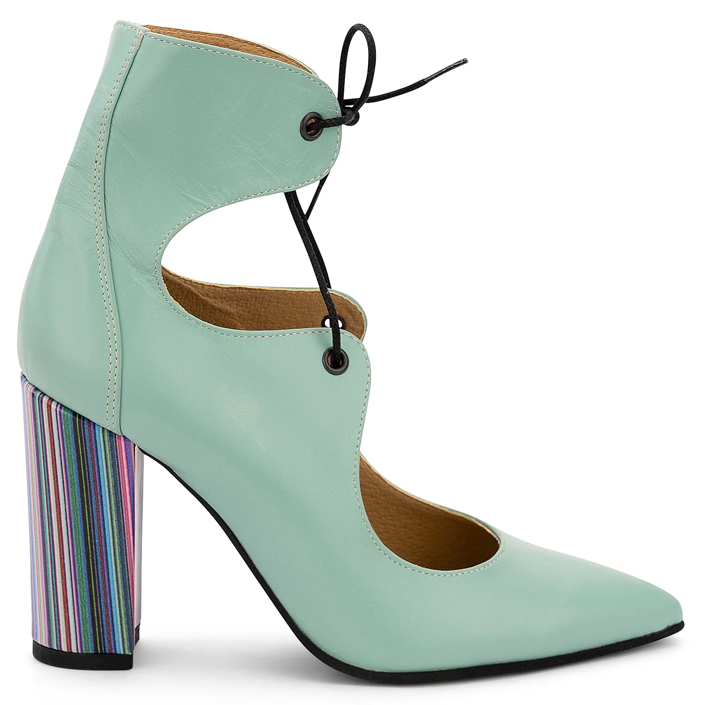 Pantofi dama din piele naturala tucoaz cu toc gros 9.5 cm 14142