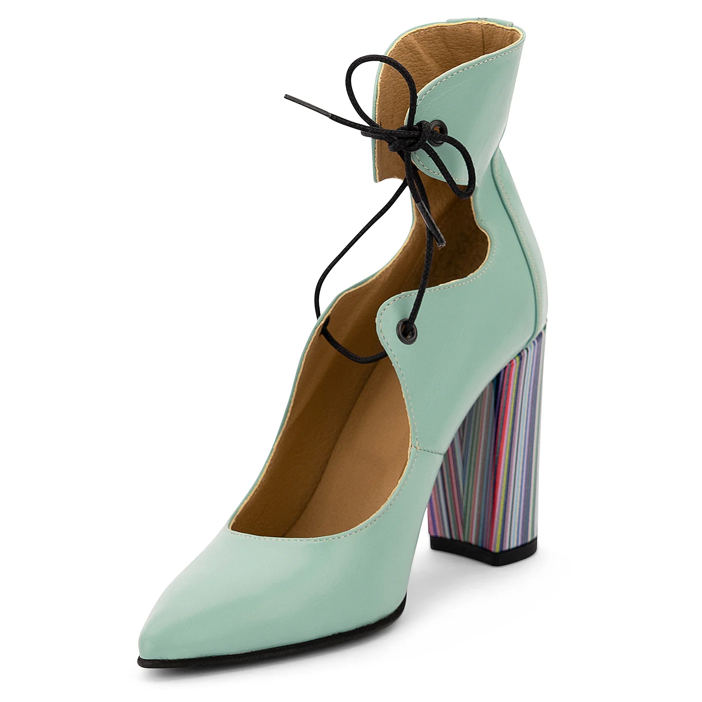 Pantofi dama din piele naturala tucoaz cu toc gros 9.5 cm 14142 - Image 3