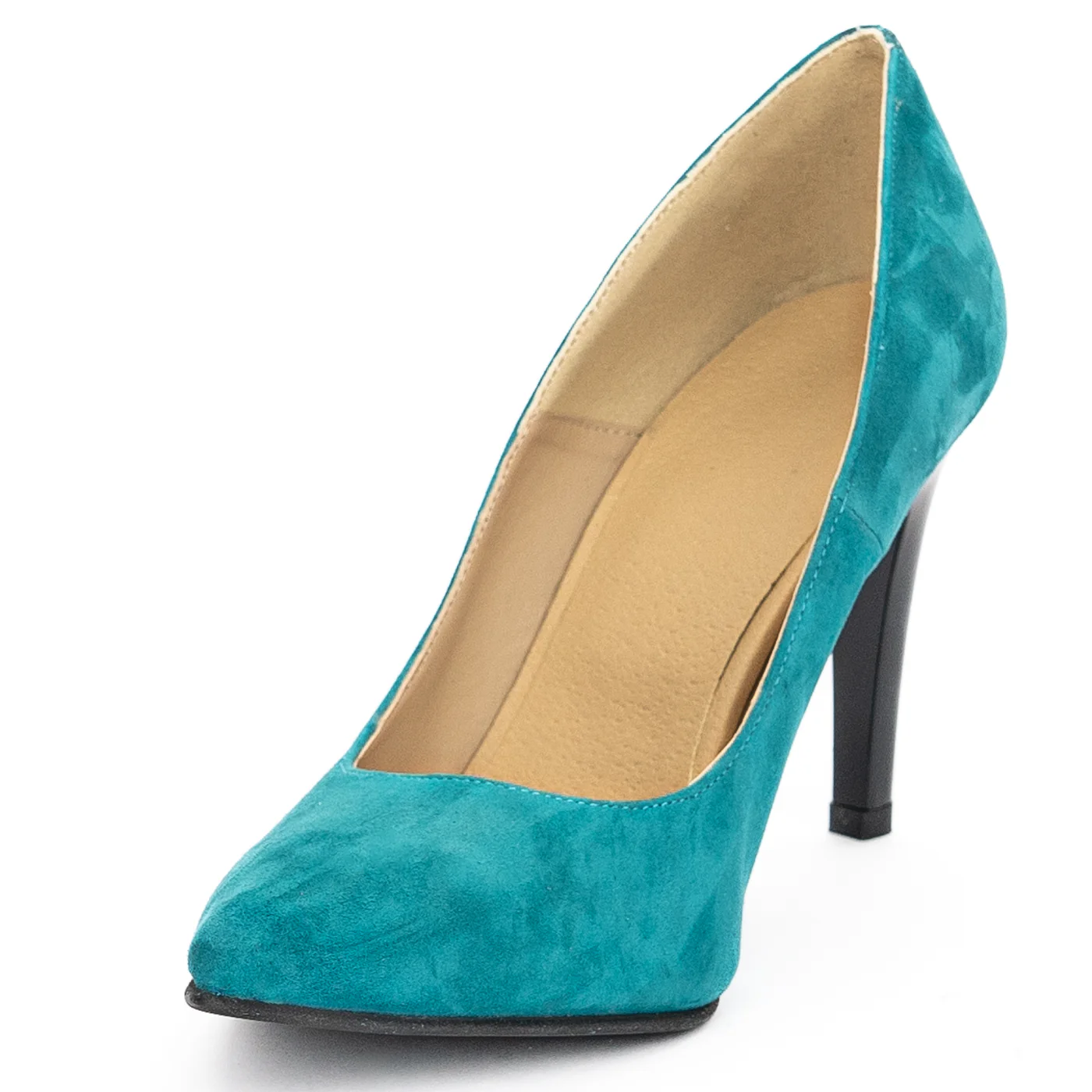Pantofi dama din piele naturala turcoaz cu toc subtire 9 cm 13934 - Image 3