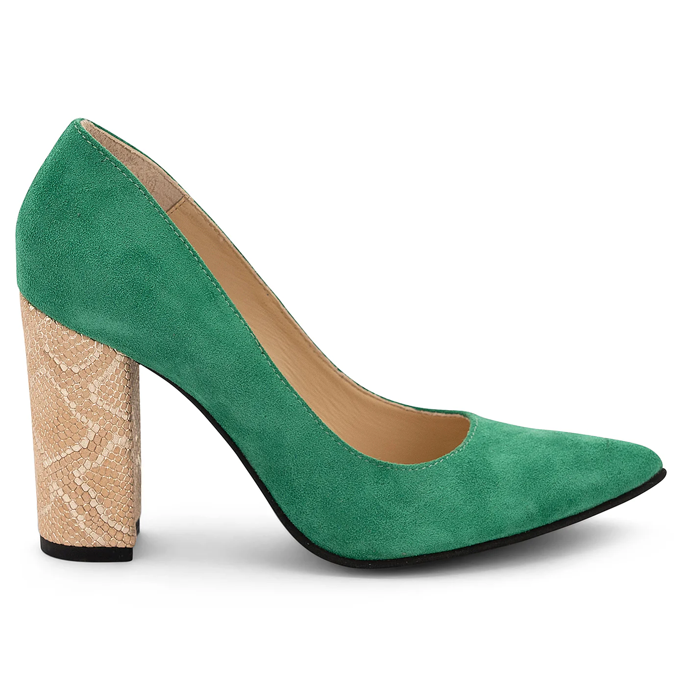 Pantofi dama din piele naturala verde 14075