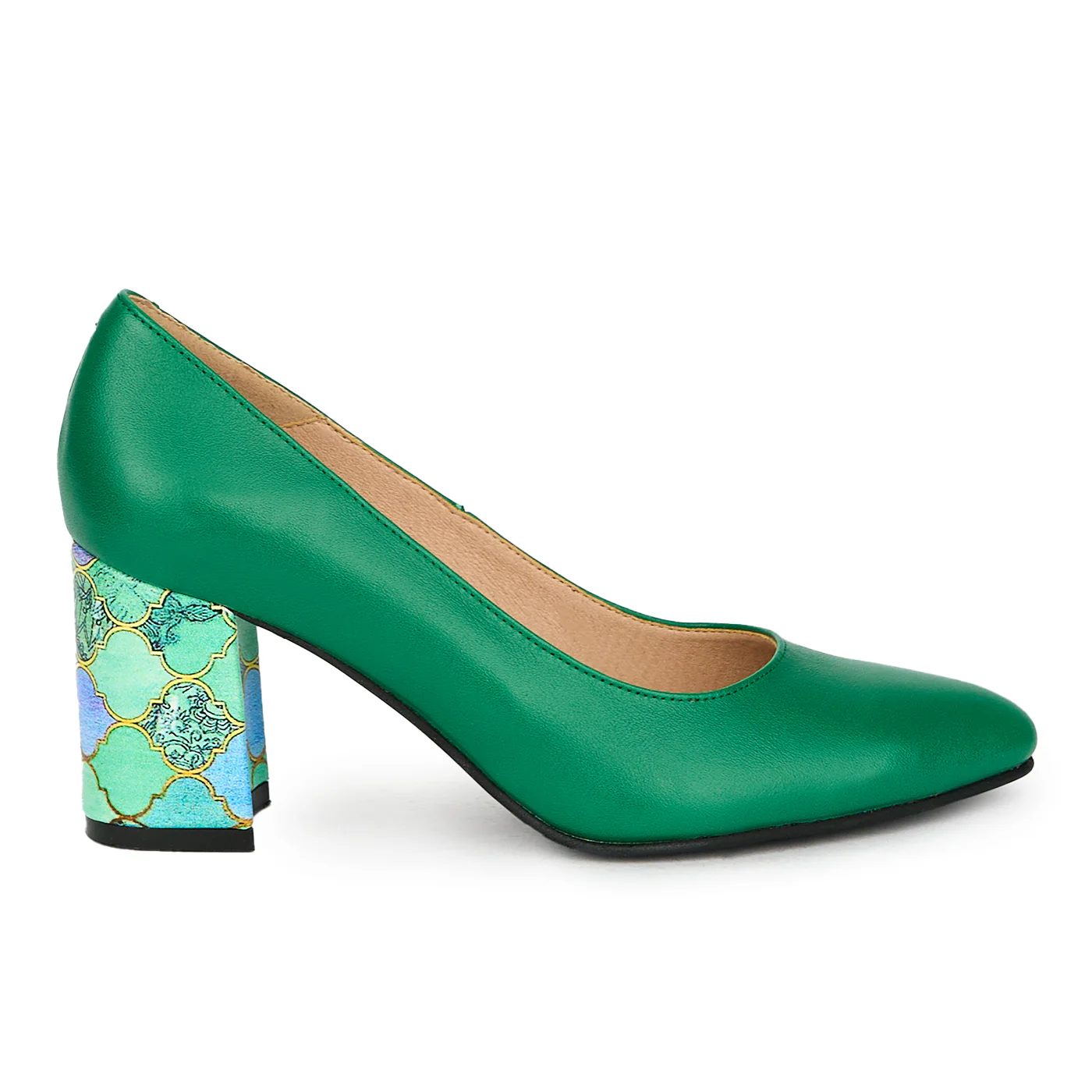 Pantofi dama din piele naturala verde 17638
