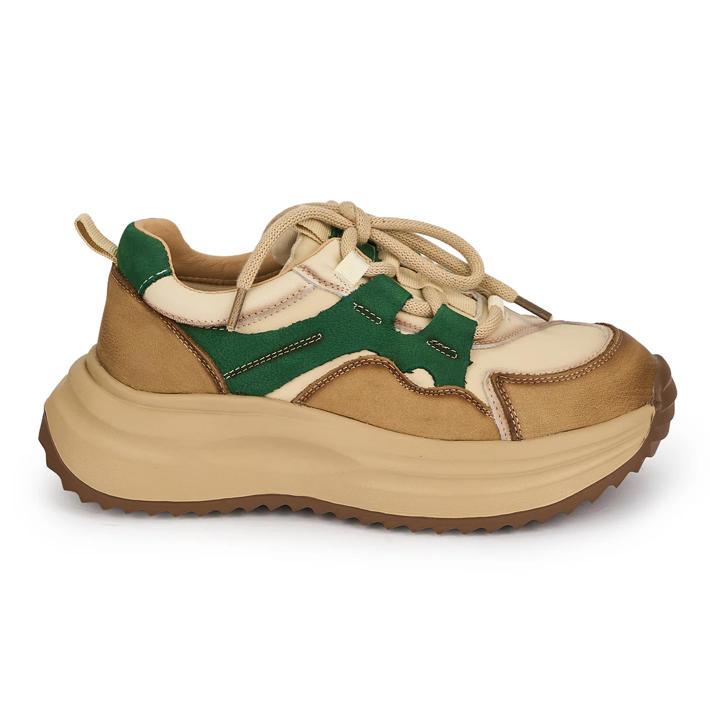 Pantofi dama din piele naturala verde 19534