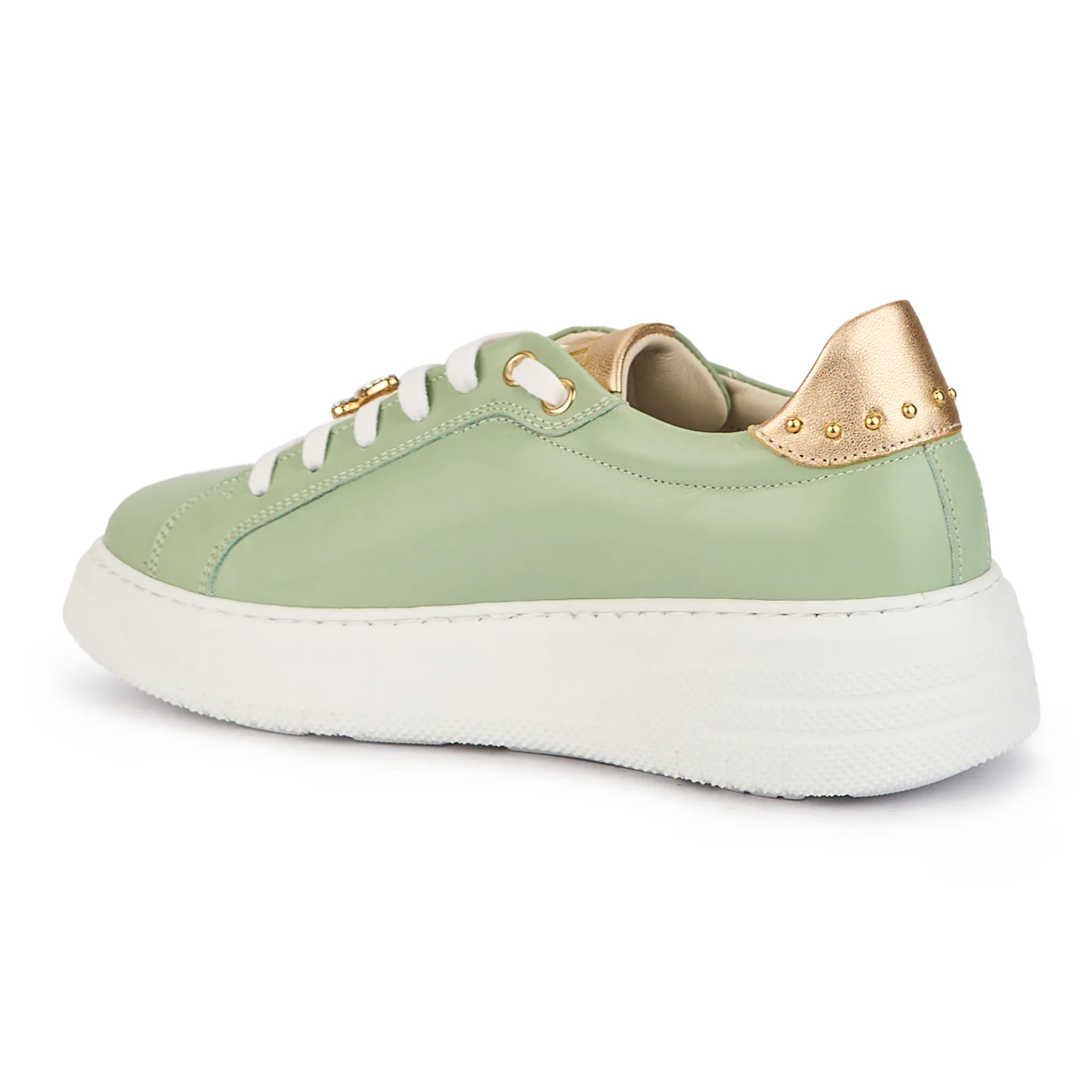 Pantofi dama din piele naturala verde cu accesoriu metalic 16084 - Image 2