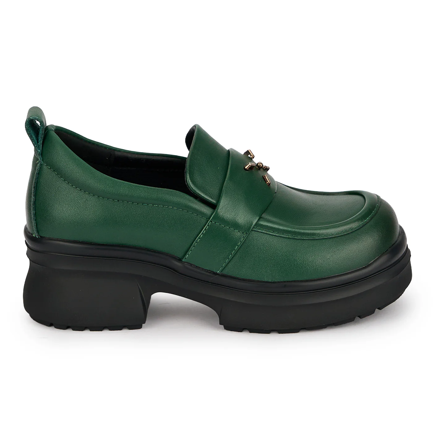 Pantofi dama din piele naturala verde cu talpa inalta 5.5 cm 19502