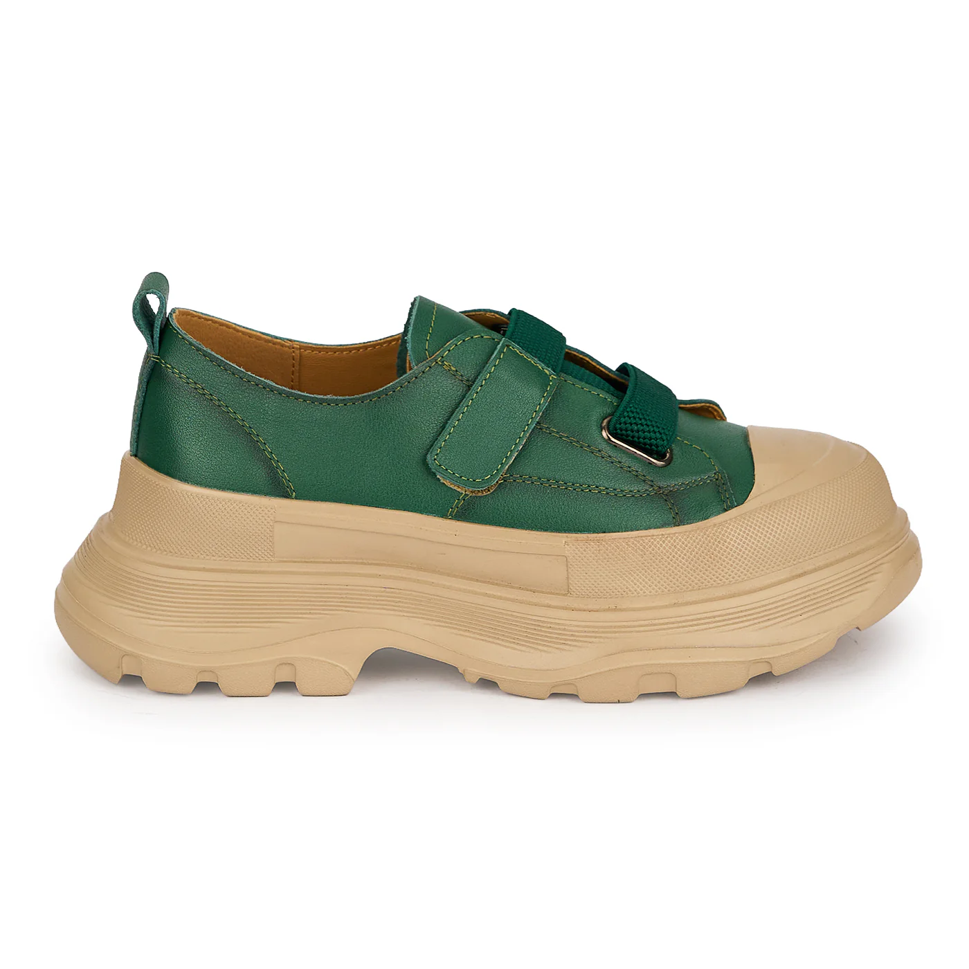 Pantofi dama din piele naturala verde cu talpa inalta 5.5 cm 19514