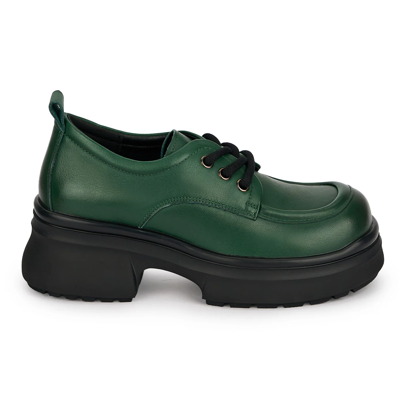 Pantofi dama din piele naturala verde cu talpa inalta 5.5 cm 19548