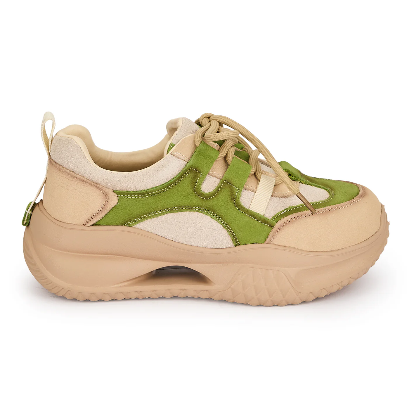 Pantofi dama din piele naturala verde cu talpa inalta 5 cm 19523