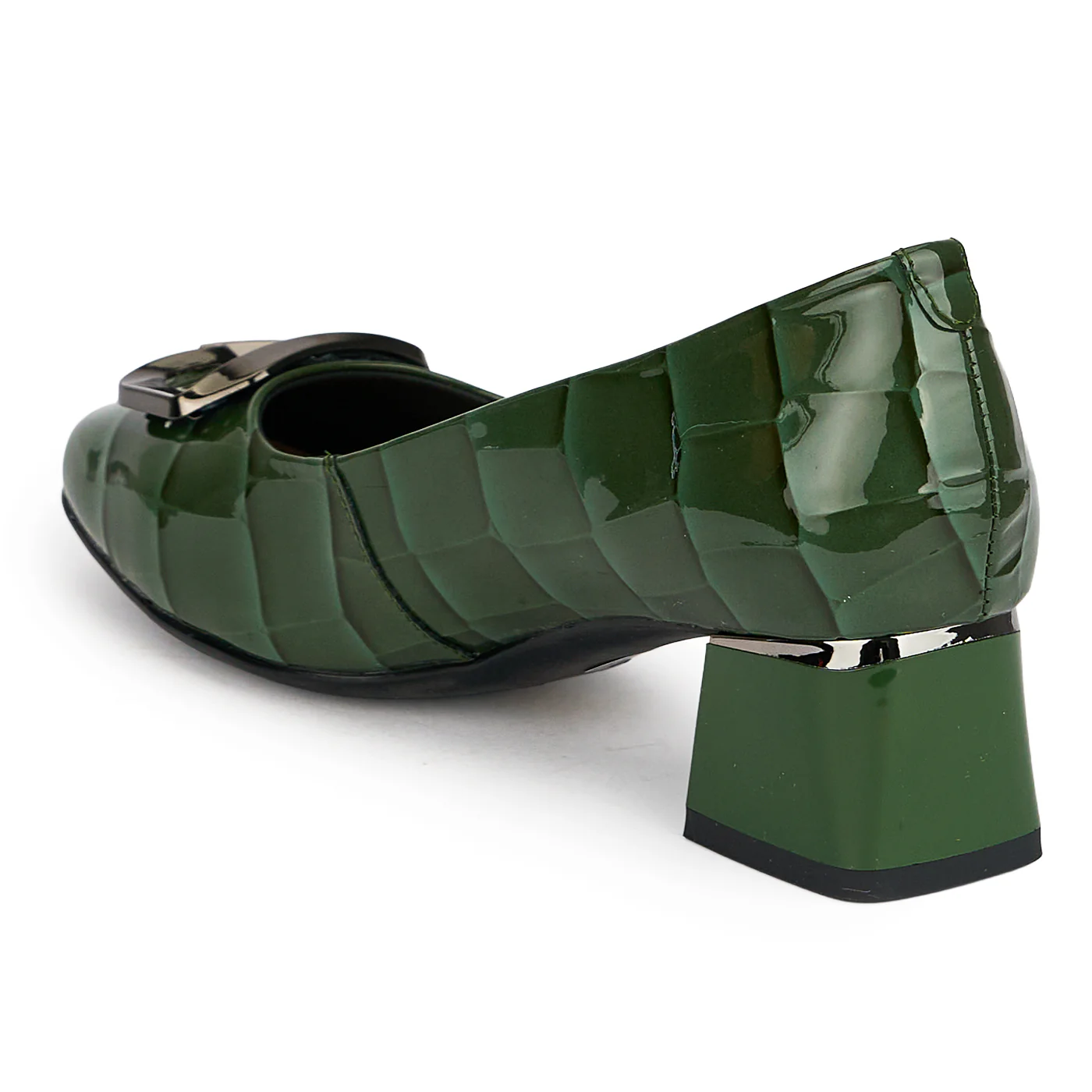 Pantofi dama din piele naturala verde cu toc gros 4.5 cm 19588 - Image 2