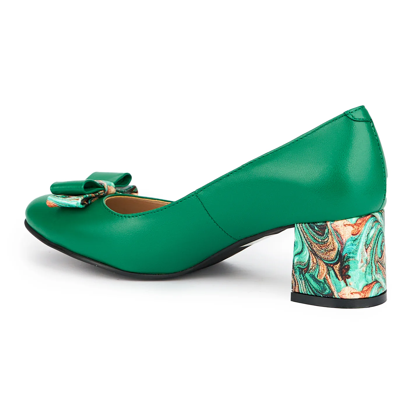 Pantofi dama din piele naturala verde cu toc gros 5.5 cm 15160 - Image 2