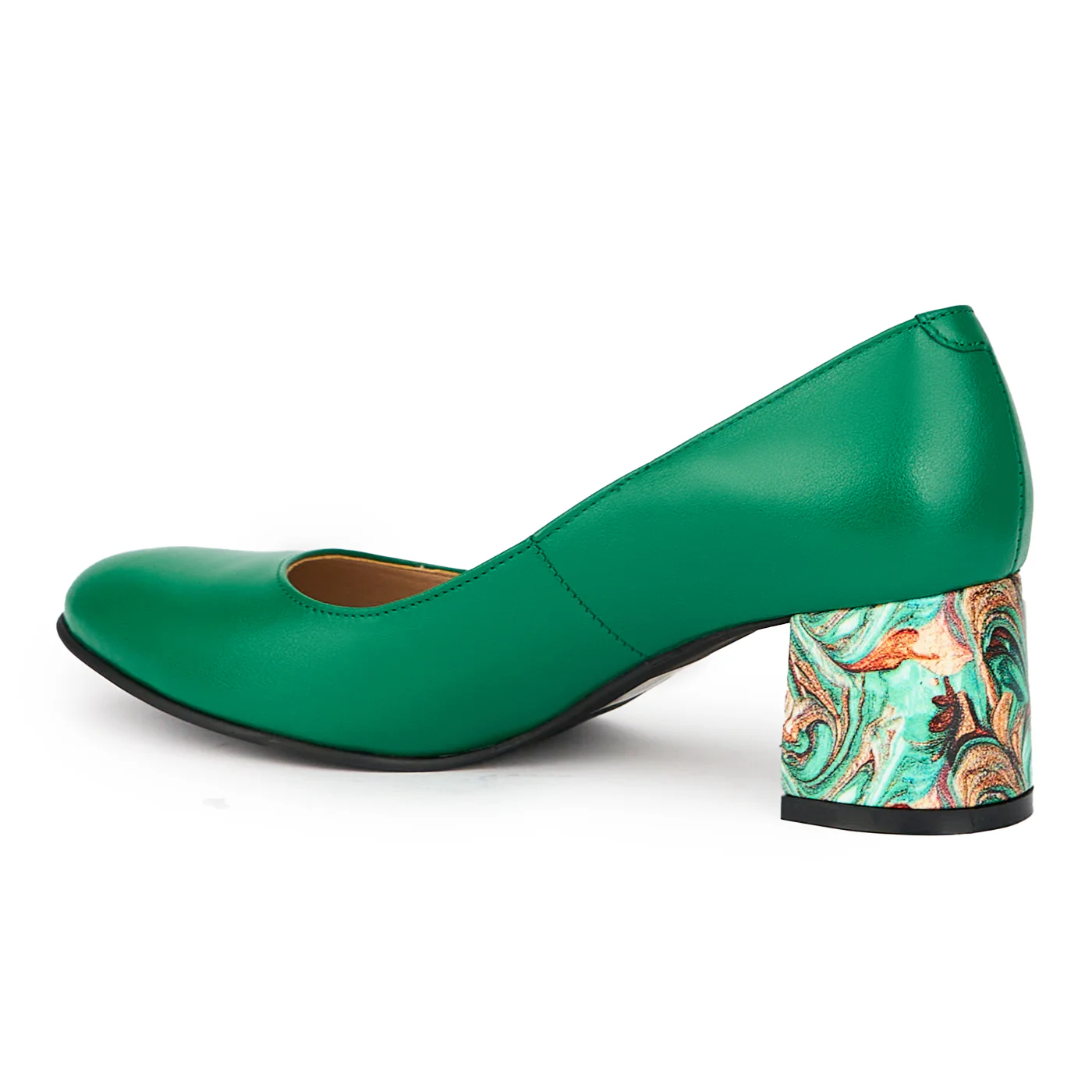 Pantofi dama din piele naturala verde cu toc gros 5.5 cm 15421 - Image 2