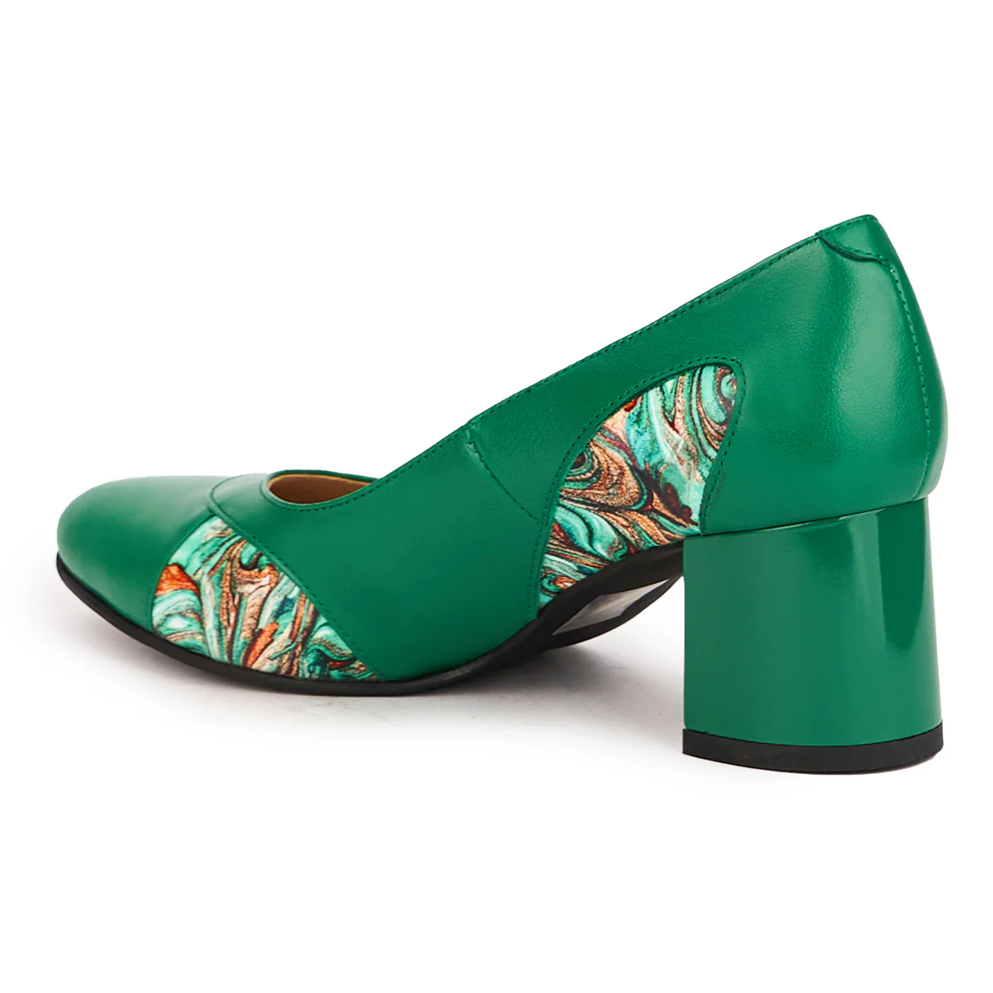 Pantofi dama din piele naturala verde cu toc gros 5.5 cm 16609 - Image 2
