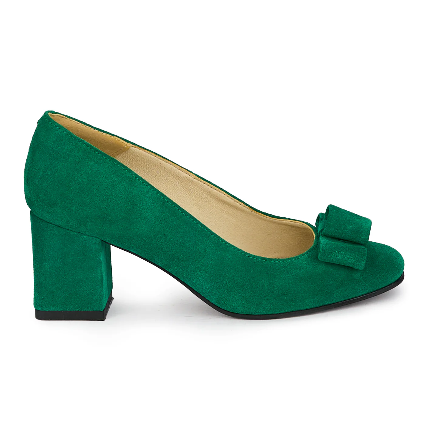 Pantofi dama din piele naturala verde cu toc gros 6.5 cm 18279