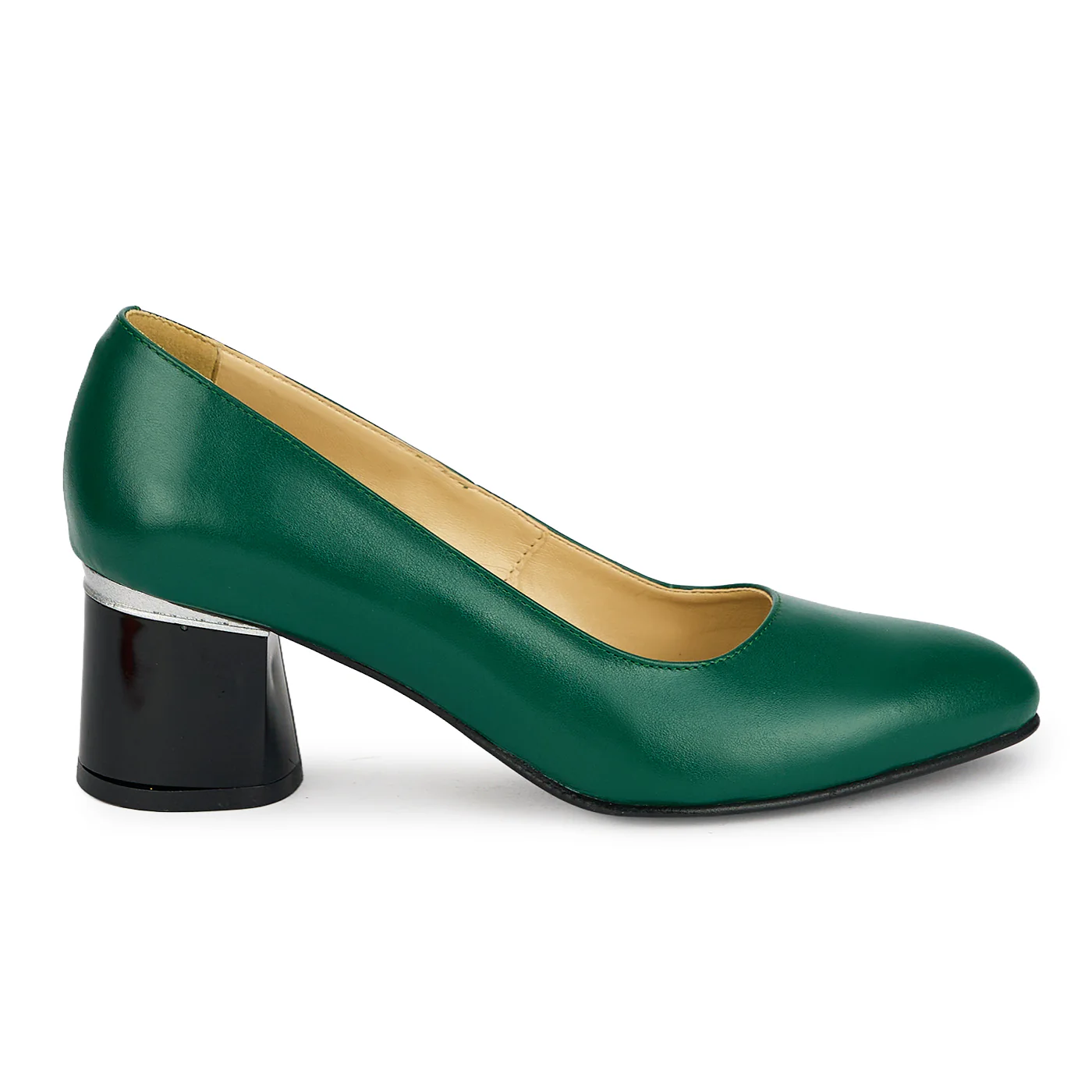 Pantofi dama din piele naturala verde cu toc gros 5.5 cm 19446