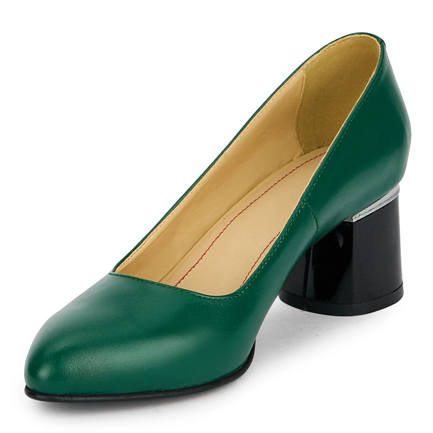 Pantofi dama din piele naturala verde cu toc gros 5.5 cm 19446 - Image 3