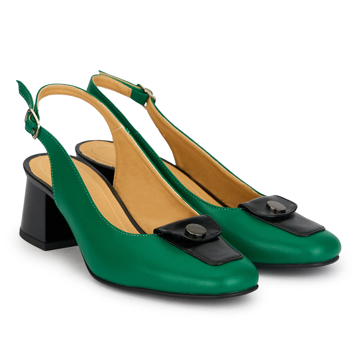 Pantofi dama din piele naturala verde cu toc gros 5.5 cm 19841 - Image 4