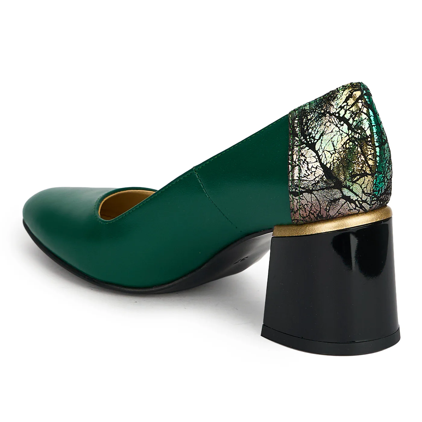 Pantofi dama din piele naturala verde cu toc gros 6.5 cm 19437 - Image 2