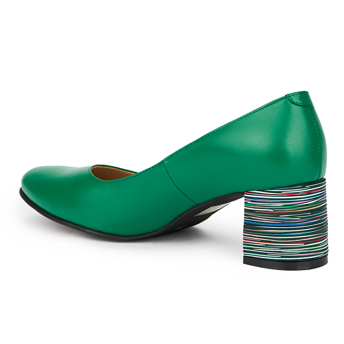 Pantofi dama din piele naturala verde cu toc gros 6 cm 15422 - Image 2